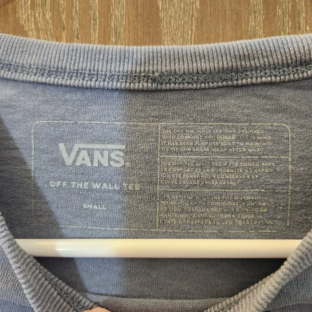Vans Blue Floral Tee With Mini Patch Logo Size Women's Small